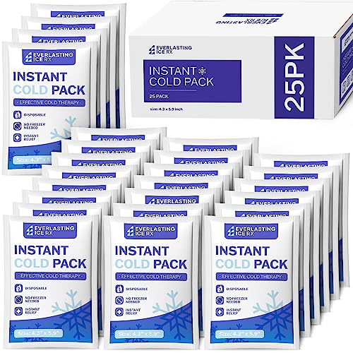 25 Pack Instant Ice Packs for Injuries, Disposable Instant Cold Pack