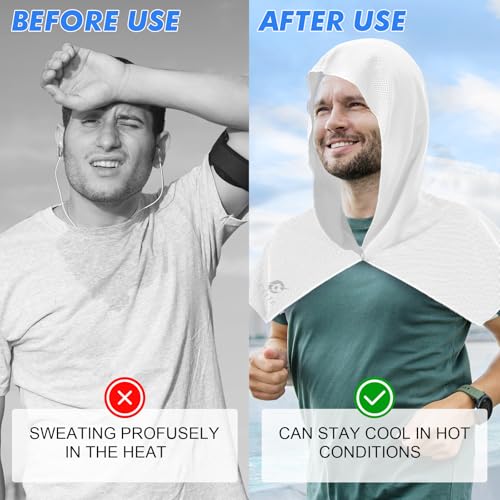 CSITE 3 Pack Cooling Hoodie Towels for Neck and Face, UPF 50 Sun Protection & Instant Cooling, Ice Towels for Hot Weather, Soft Breathable Towel for Sport, Work Out, Gym, Camping & More Activities