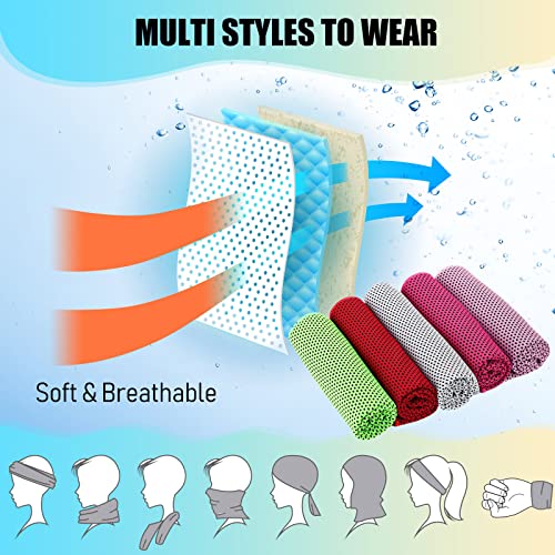 BBTO 80 Pcs Cooling Towels 32x12 in Microfiber,Multicolor | Ice Cold Breathable Neck Face Design, Quick Cool Yoga Sport Gym Workout Camping, Chilly Outdoor Training Activities