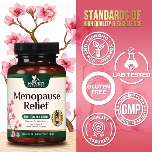 Menopause Supplement for Women - Natural Menopause Relief Support for Mild Hot Flashes & Night Sweats - Best Probiotics for Women, Dong Quai, Black Cohosh, Ashwagandha - Bottled in USA - 60 Capsules
