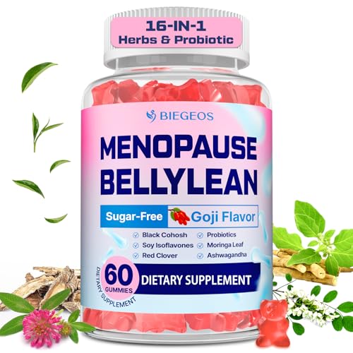 Menopause Supplements for Women, Hot Flashes & Night Sweats, 60-Day Supply | 16-in-1 Menopause Gummies, with Black Cohosh, Ashwagandha & Probiotic for Menopause Relief & Mood Balance, Goji Flavor