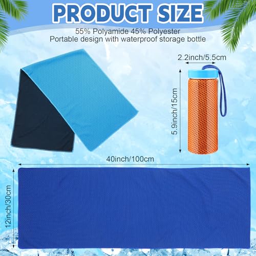 Peryiter 20 Pack Bulk Cooling Towels for Neck and Face Ice Towel Quick Drying Sweat Towels Breathable Portable Yoga Towels with Storage Lanyard Bottle for Fitness Yoga 10 Colors (39 x12 Inches)