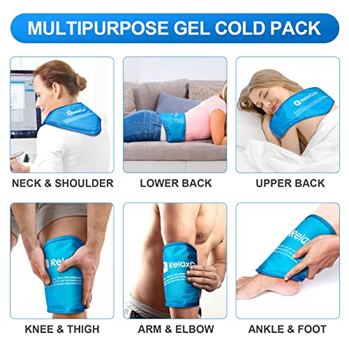 RelaxCoo Neck Ice Pack Wrap, Reusable Gel Ice Pack for Neck Shoulders, Cold Compress Therapy for Pain Relief, Injuries, Swelling, Bruises, Sprains, Inflammation and Cervical Surgery Recovery