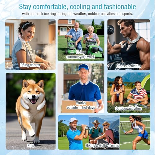 Ice Ring Neck Cooler 70% Gel Increase Neck Cooling Tube Wearable Body Cooling Products for Summer Heat Outdoor Indoor Activities Relief for Hot Flashes(Gradient Blue,L)
