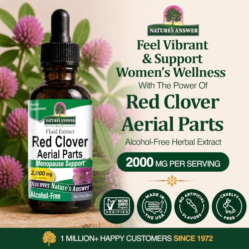 Nature's Answer Red Clover | Provides Menopause Support | Alcohol-Free, Gluten-Free, Kosher Certified & No Preservatives 1oz