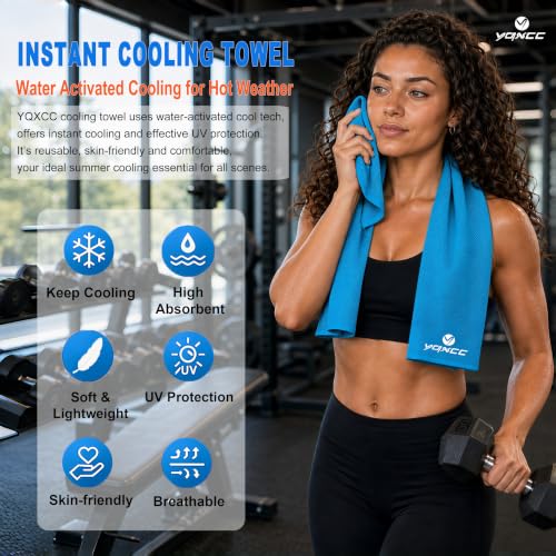 YQXCC 4 Pack Cooling Towels, 40"x12", Ice Cool Towels for Neck & Face | Soft Breathable Microfiber, Instant Cooling Neck Wraps for Yoga, Golf, Gym, Running, Hiking, Camping & Hot Weather Activities