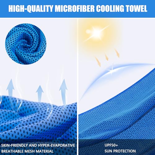 Leuceiy 4 Pack Cooling Towels (40"x12"), Cooling Towels for Neck and Face, Gym Towel for Working Out, Soft Breathable Microfiber Ice Towel for Yoga Sport Running Golf