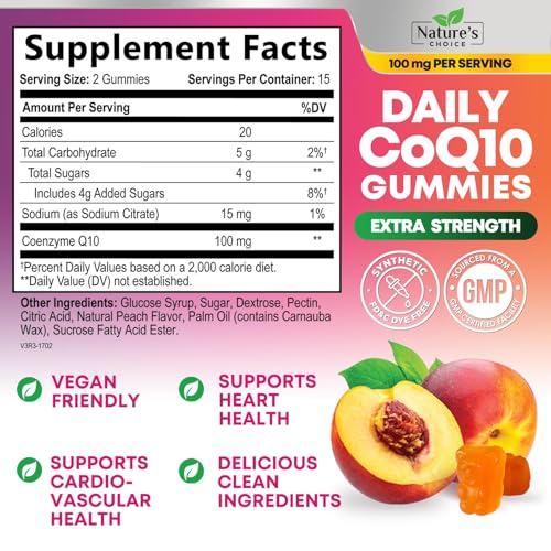 CoQ10 Gummies 100mg - 3X Strength Coenzyme Q10 - Ultra High Absorption, Antioxidant Supplements Support Heart Health & Energy Production - Nature's Coq 10 Vitamins Supplement - Vegan - 30 Gummies