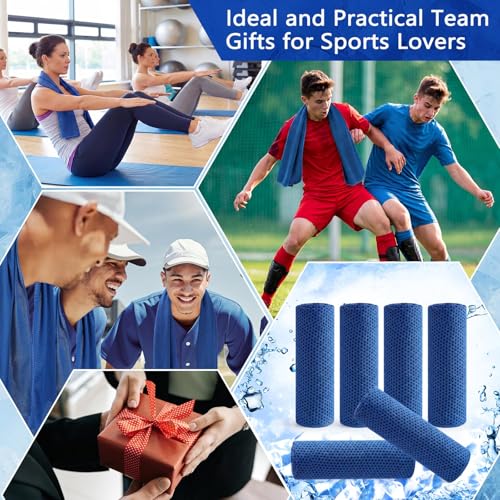 Hosuly 6 Pack Cooling Towels 40"x12" Ice Towel Cooling Neck Wraps Soft Breathable Chilly Stay Cool in Summer for Sports Yoga Golf Gym Activities (Dark Blue)