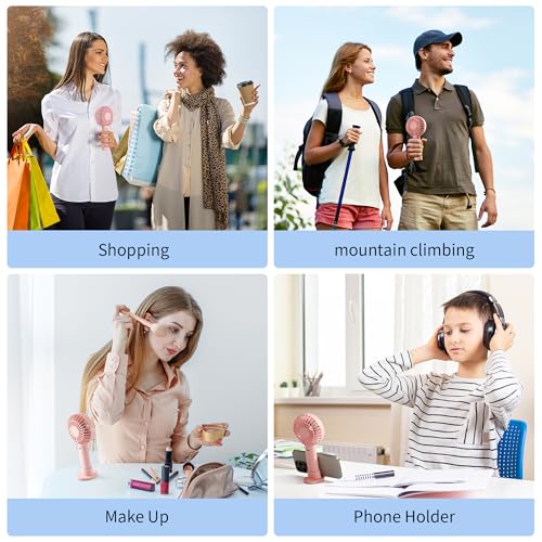 Jancane Handheld Fan, Portable Fan, 4000mAh Rechargeable Personal Fan, 10H Battery, Strong Wind, Small & Powerful, Cute Design for Travel, Makeup, Girls Women Summer Travel Essential Gift