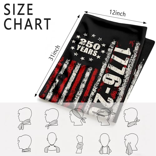 250th American Anniversary Cooling Towels for Sports with Storage Bag Heat Relief Easy Clean Cool Towel for Gym Outdoor Beach Microfiber Hot Weather Cooling Towels