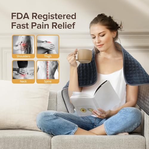 Heating Pad for Back Pain Relief, FSA Eligible HSA,17" x 33" Extra Large Heating Pads for Cramps, Electric Heating Pad with 6 Temperature Controller, Moist & Dry Heat, Auto Shut-Off, Machine Washable