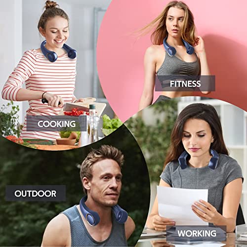 Portable Neck Fan, Hands Free Bladeless, 360° Cooling Personal Fan,Wearable Quiet Fan for Outdoor Indoor, Birthday Gifts for Men Women Mom Dad, 4000mAh Battery USB Rechargeable, 3-Speeds( Black)