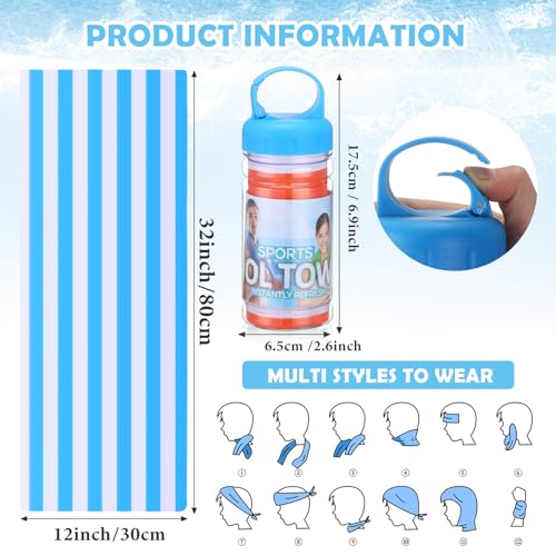 Hosuly 12 Pack 32 x 12 in Cooling Towels Bulk for Neck and Face Microfiber Ice Towel Sweat Towels Breathable Soft Chilly Towel Portable Cool Neck Rags for Sport Gym Workout