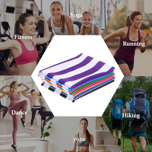 Hosuly 12 Pack 32 x 12 in Cooling Towels Bulk for Neck and Face Microfiber Ice Towel Sweat Towels Breathable Soft Chilly Towel Portable Cool Neck Rags for Sport Gym Workout