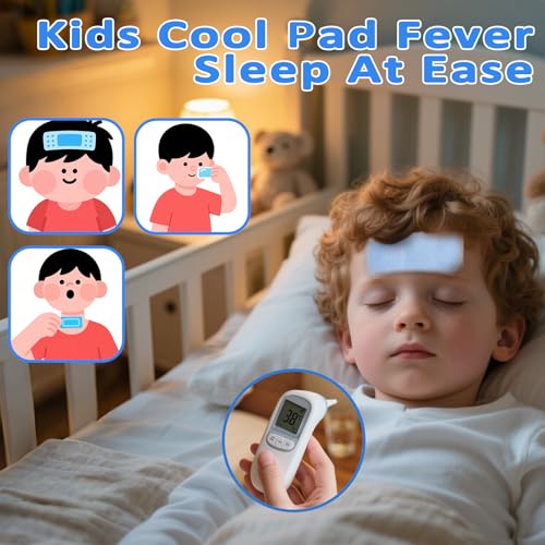 20 Cooling Gel Patches, Fast-Acting Cooling Pads for Adults and Kids to Relieve Headaches, Migraines, Sunburn and Heat Stroke, Soothe Forehead and Body, Good for Cooling, Outdoor Travel