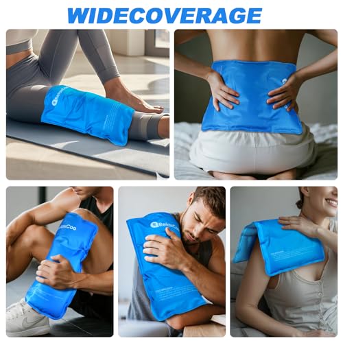 RelaxCoo Large Flexible Ice Pack for Injuries Reusable Gel, 11x14.5 Inches, Cold Compress for Hip, Shoulder, Knee, Back Pain, Swelling, Bruises, Surgery