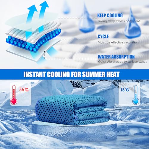 Leuceiy 4 Pack Cooling Towels (40"x12"), Cooling Towels for Neck and Face, Gym Towel for Working Out, Soft Breathable Microfiber Ice Towel for Yoga Sport Running Golf