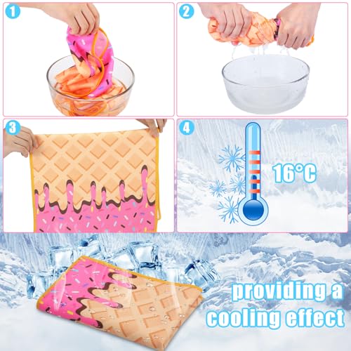 Peryiter 12 Pcs Baseball Ice Cream Drip Cooling Towel Microfiber Absorbent Lightweight Sport Cooling Towel Sweat Sport Rags for Baseball Team Coach Gifts Event Yoga Running Gym(Pink,40 x 12 Inch)