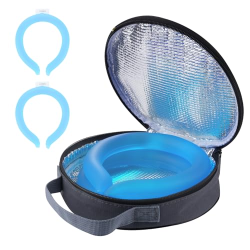 2PCS PCM Neck Cooling Tube with Insulated Bag, Reusable Ice Ring Neck Cooler Wrap, Wearable Cooling Neck Ring for Hot Summer Weather Outdoor Work, TPU Freezable Collar (Blue*2)
