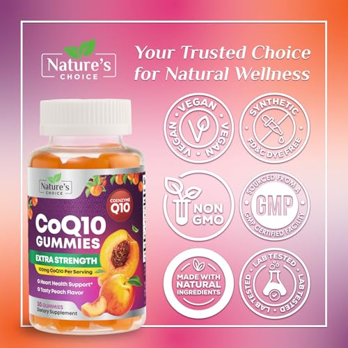 CoQ10 Gummies 100mg - 3X Strength Coenzyme Q10 - Ultra High Absorption, Antioxidant Supplements Support Heart Health & Energy Production - Nature's Coq 10 Vitamins Supplement - Vegan - 30 Gummies