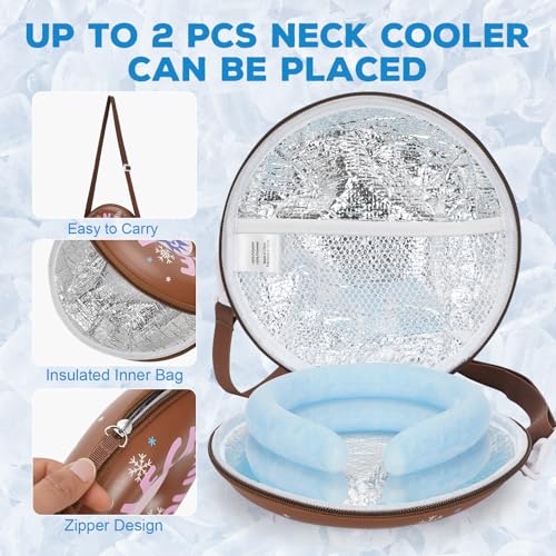 1MORE Neck Cooling Tube,Cooler Ice Ring w/Bag for Summer,2-Pk,Chocolate | Reusable Coolers Wraps for Extremely Hot Weather | Wearable Cooling Ice Ring for Outdoor Sports, Workers.