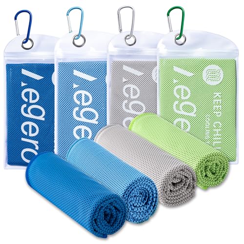 4Pack Cooling Towel 40"x12" Cooling Neck Wraps,Soft Breathable ChillyTowel | IceTowel, Microfiber Towels for Yoga, RunninGym, Camping, Fitness, Workout & More Activities