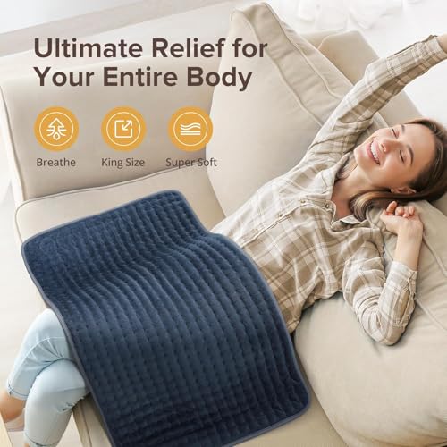 Heating Pad for Back Pain Relief, FSA Eligible HSA,17" x 33" Extra Large Heating Pads for Cramps, Electric Heating Pad with 6 Temperature Controller, Moist & Dry Heat, Auto Shut-Off, Machine Washable