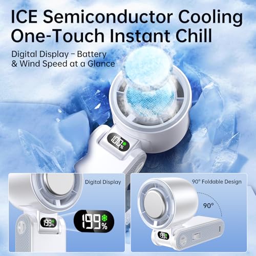 Handheld Portable fan with Turbo Cooling 5500mAh 199 Speeds | 20000 RPM Hand Held Fan Rechargeable Powerful Mini Personal fan for Travel, Outdoor, Beach & Makeup