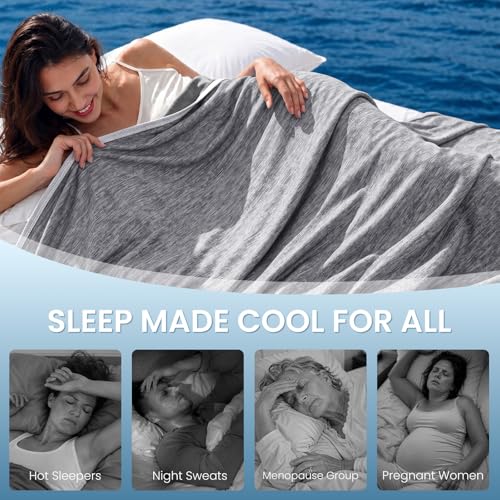 Cooling Blanket Queen Size 90"x90" for Hot Sleepers Summer Blanket | Absorbs Heat Cold Summer Blanket for Night Sweats & Menopause Q-Max>0.5 Lightweight Breathable Soft Double-Side Cooling