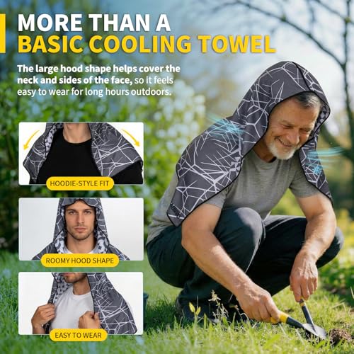 CAMBIVO Cooling Hoodie Towel for Men and Women, Lightweight Breathable Sun Protection Cover for Head, Neck, Ears, Face, Cooling Clothing for Extreme Heat, Sports Outdoors, Travel