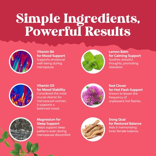 Natures Craft Complete Herbal Menopause Supplement for Women - Female Hormone Balance Capsules for Night Sweats Hot Flashes & Mood Swings with Dong Quai, Chaste Berry & Black Cohosh Root - 60 Count