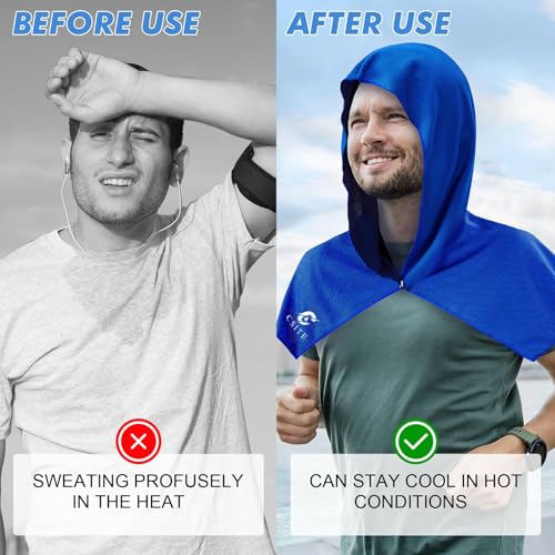 CSITE Cooling Hoodie Towels, Instant Cooling Towels for Neck and Face, UPF 50 Sun Protection, Ice Towel for Hot Weather, Head Towel for Sports, Camping, Cycling & More Activities