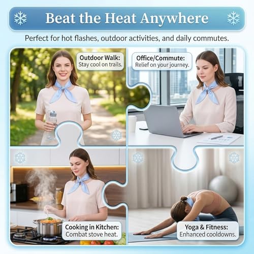 Cooling Neck Wrap & Scarf for Instant Relief | Reusable Ice Crystal Cooling Towel – Soft, Breathable for Sports, Gym, Outdoor Work, Hot Flashes (bIue)
