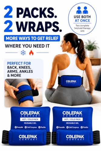 Hot & Cold Ice Packs for Injuries Reusable Gel (4 Pc Set) for Pain Relief, Joint Muscle Soreness Swelling for Knees Back Shoulder Foot