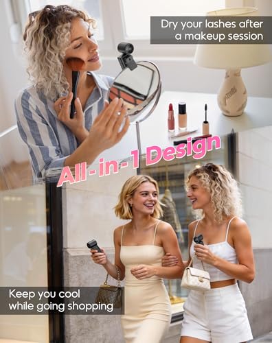 Clip-On Portable Fan for Strollers, 13500RPM Mini Handheld Turbo Travel Fan | Rechargeable 360° Rotatable, LED Display, 4 Gear High Speed Turbo, Travel Cruise Concert Office Makeup Ideal, Women Men Gifts