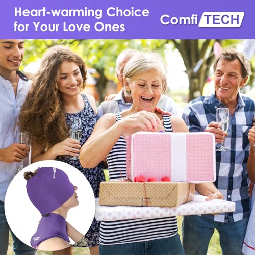 ComfiTECH Cold Cap and Neck Ice Pack Wrap Gel Combo, Care Package for Head and Cervical, Purple | Pliable after Frozen, Cold Cap & Cervical Cold Pack, Relieve Head & Eye, Stiff Neck, Office Tension, Sports Soreness