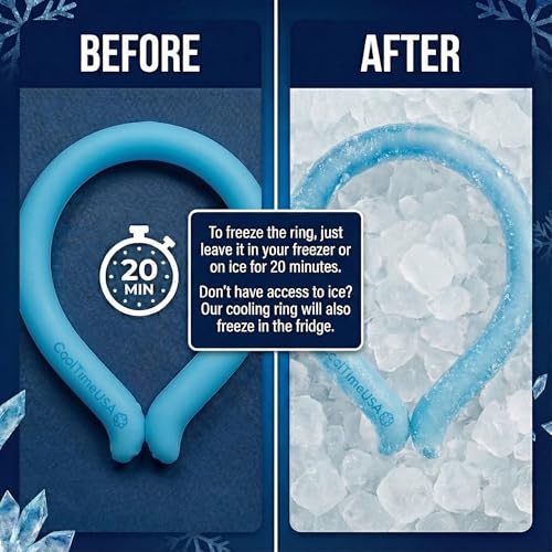 Neck Cooling Tube | Wearable Cooling Neck Wraps for Summer Heat I Hands Free Cold Pack | Reusable Cooler (Blue) | Wearable ice pack for hot weather, cold collar and necklace for summer heat relief, sports