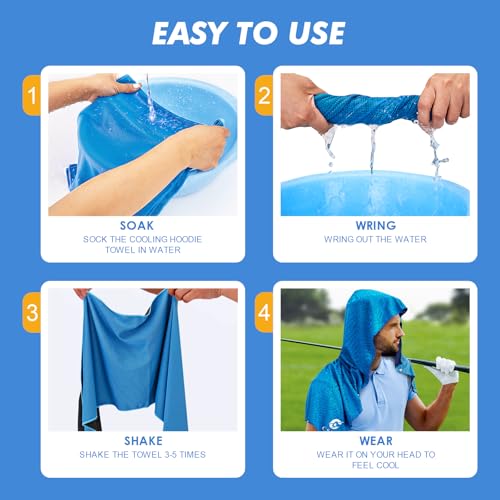 CSITE Cooling Hoodie Towels, Instant Cooling Towels for Neck and Face, UPF 50 Sun Protection, Ice Towel for Hot Weather, Head Towel for Sports, Camping, Cycling & More Activities
