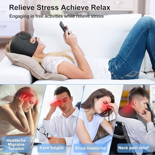 Migraine Relief Cap with Gel Eye Mask, Headache Relief Cap Ice Head Wrap Hot and Cold Therapy Hat, Gel Ice Cap for Headache Puffy Eyes Sinus and Tension Stress Relief (Black)