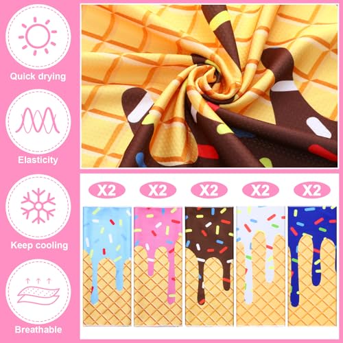 10 Set Baseball Cream Drip Cooling Towels with Bags 40"x12" Ice Cooling Towels Microfiber Sweat Sport Rags Absorbent Chilly Washcloth for Hot Weather Workout Yoga Gym Coach Sport Party Favors