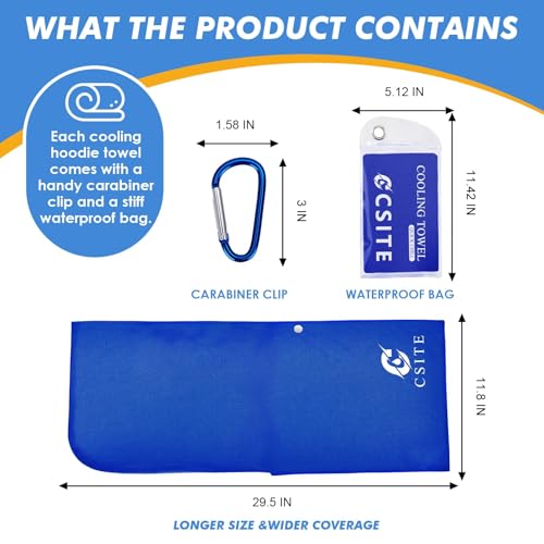 CSITE Cooling Hoodie Towels, Instant Cooling Towels for Neck and Face, UPF 50 Sun Protection, Ice Towel for Hot Weather, Head Towel for Sports, Camping, Cycling & More Activities
