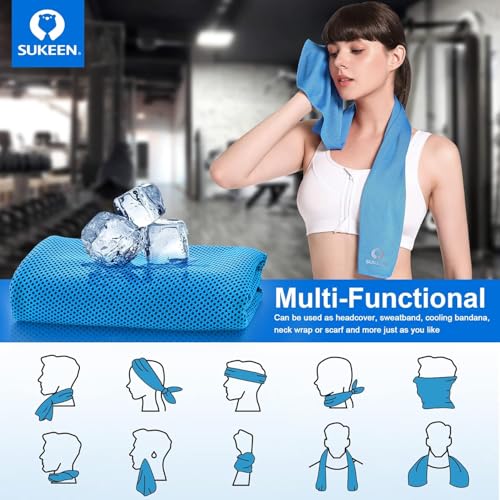 Sukeen 8 Pack Cooling Towels (40"x12"), Cooling Towels for Neck and Face, Microfiber Soft Breathable Chilly Ice Towel, Sweat Towel for Gym, Yoga, Sports, Golf, Camping, Running, Fitness, Workout