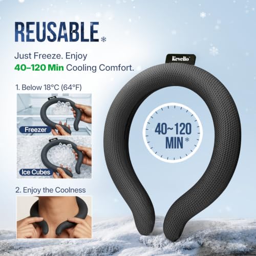 Neck Cooling Tube with Cooler Bag, Reusable18°C/64°F PCM Cooling Ring, Wearable Body Cooling Device for Summer Heat Relief, Outdoor, Sports & Hot Flash Relief (Black Kingsnake Pattern)