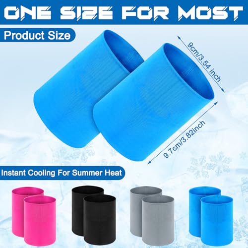 8 Pack Cooling Wristbands for Women Men Breathable Athletic Exercise Wrist Sweatband Quick Dry Sweat Heat Absorbing Wristbands for Tennis Outdoor Yoga Camping(Blue, Black, Gray, Rose Red)