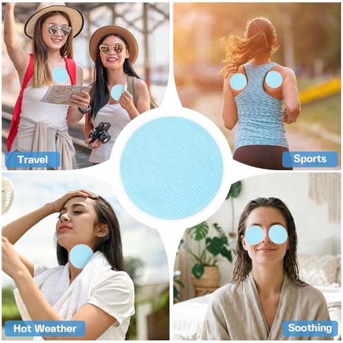 TrelaCo 24 Sheets Round Cooling Patches for Instant Relief from Heat Workouts Hot Flashes Hydrogel Patches Cooling Relief During Mild to Moderately Strenuous Activities