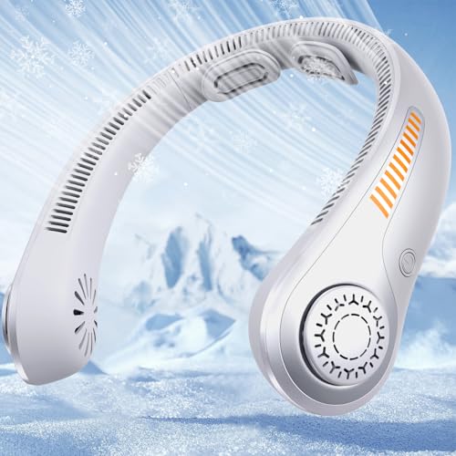 Portable Neck Fan Rechargeable, 5 Speeds, Lightweight, Long Lasting, Battery Operated All-Around Cooling Quiet Personal Fans for Travel Camping Cooling Essentials, Birthday Gifts for Women Men Mom Dad