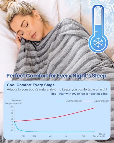 Ailemei Direct Cooling Throw Blanket for Hot Sleepers,Double Sided Cold Effect, Lightweight Breathable Summer Bed Blanket for Couch, Transfer Heat to Keep Body Cool Night Sweats,50"x70"