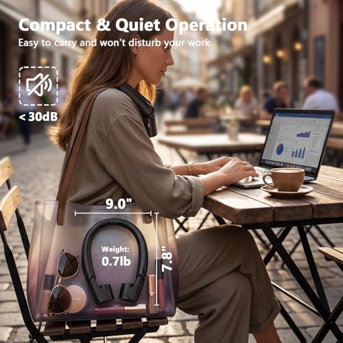 Mavax ChillGo Portable Neck Fan - 8000mAh Personal Wearable Fan, 9000 RPM Direct-flow 4X Powerful 360° Airflow Cooling Fan, Max 16H, 4 Speeds, LED Display, Great Gifts for Men Women - 5th Gen Black