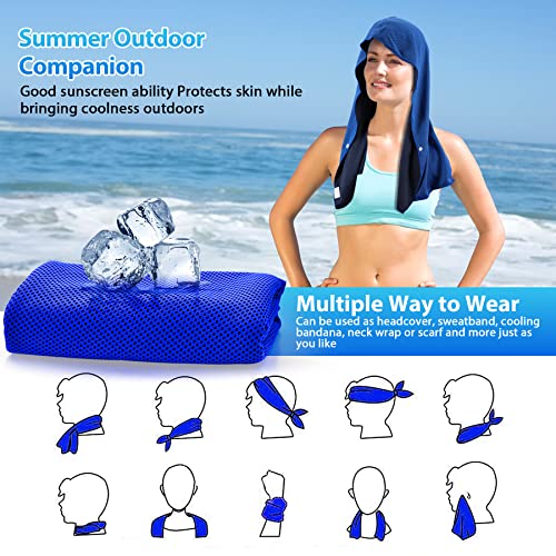 Sukeen Cooling Hoodie Towel, Cooling Towels for Neck and Face Absorbent Quick Drying, Cooling Neck Wraps UV Protection Sport Workout Camping Cycling Cooling Towel